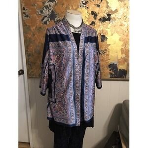 Vintage 1950s Edith Martin California Paisley Open Front Kimono Style Jacket L